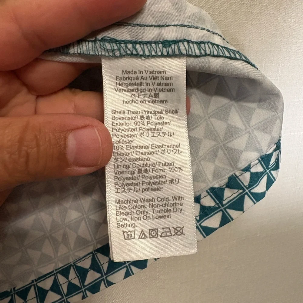 J. Crew  Swim Trunks with Geometric Pattern green and white - Picture 6 of 9